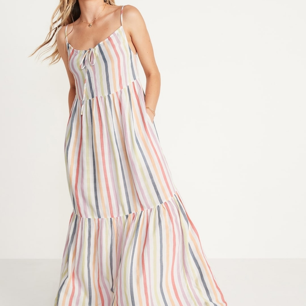 Old Navy Colorful Striped Sundress Beach Or Relaxed Casual Dress